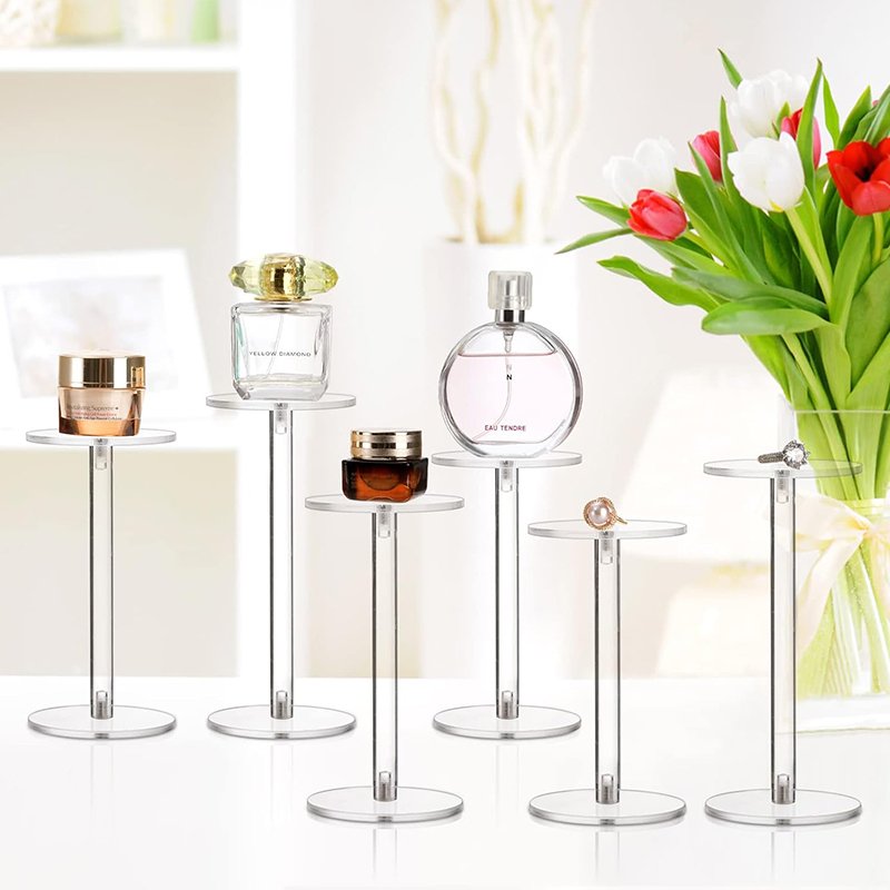 Wholesale Transparent Acrylic Round Cylinder Jewelry Cake Display Stand For Fancy Wedding Cakes Decorations