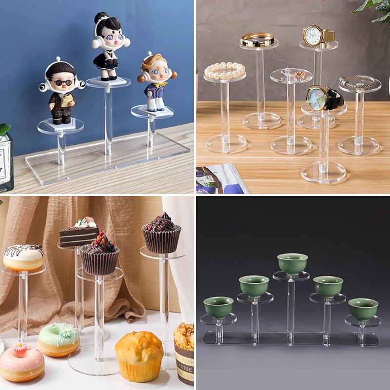 Wholesale Transparent Acrylic Round Cylinder Jewelry Cake Display Stand For Fancy Wedding Cakes Decorations