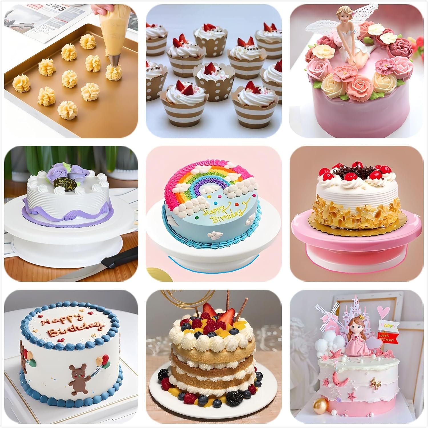 Custom Turntable For Cake Baking Tool Cake Decorating Supplies Cake Turntable Stand Cupcake Decorating For Wedding Birthday