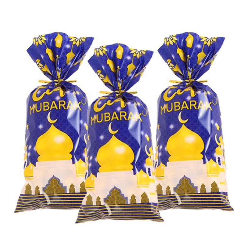 MorSun 50Pcs Eid Mubarak Gift Bags Plastic OPP Candy Cookie Bag Ramadan Kareem Decoration Islamic Muslim Party Supplies