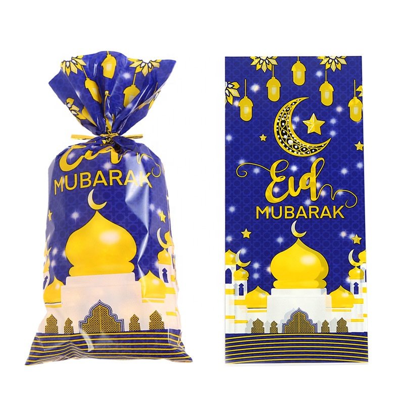 MorSun 50Pcs Eid Mubarak Gift Bags Plastic OPP Candy Cookie Bag Ramadan Kareem Decoration Islamic Muslim Party Supplies