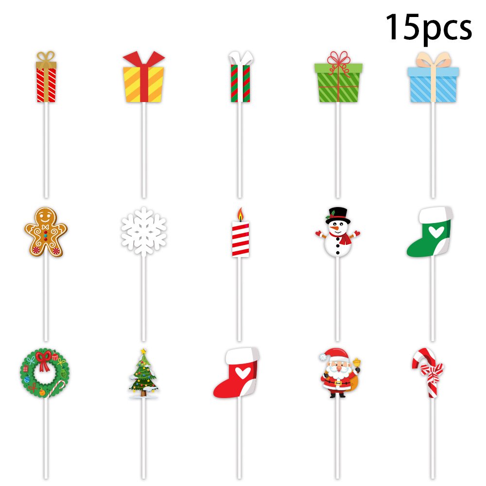 Ychon wholesale christmas tree with santa snowman cake accessories cake topper decoration