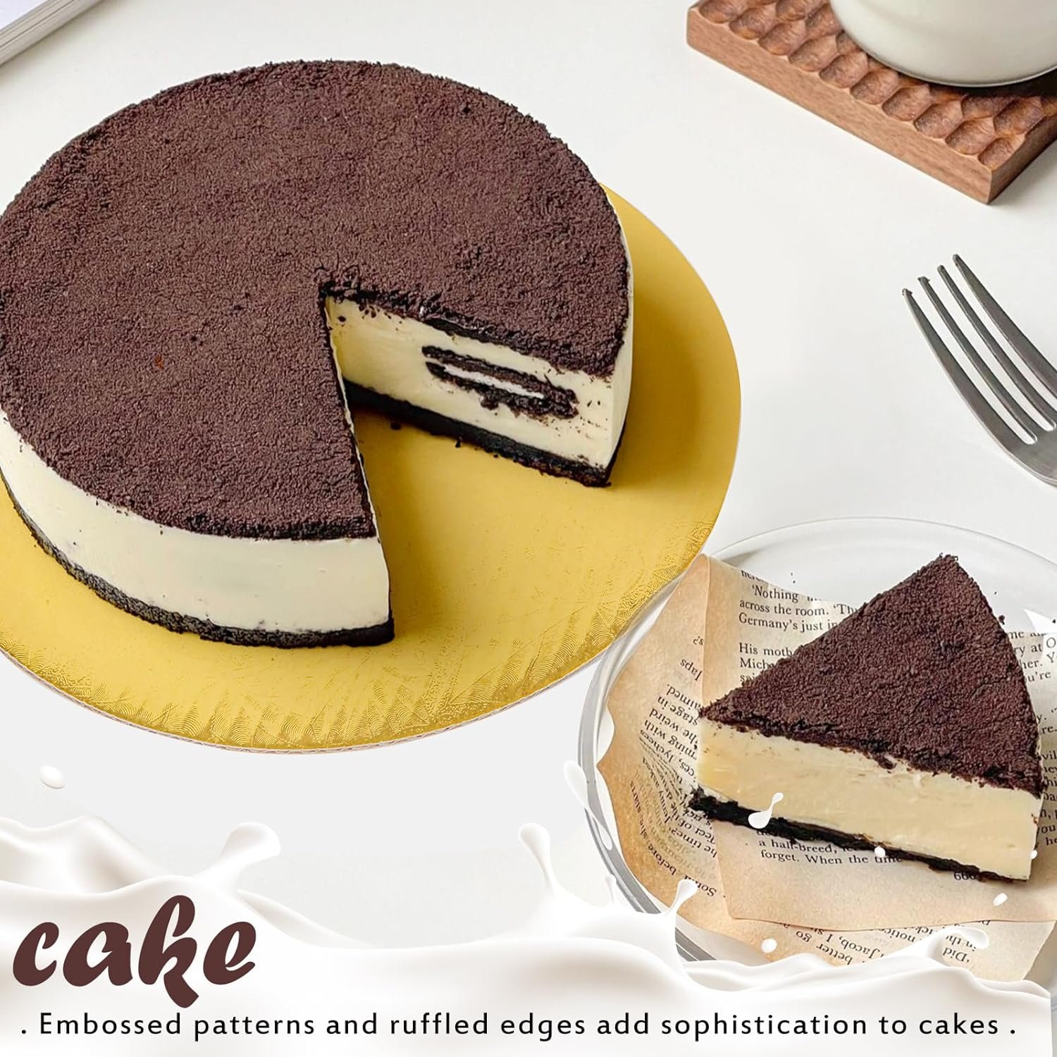 drum in Gold Black Sliver White Cake Base, Cardboard Cake Boards for Presenting Heavy/Tall Tiered Cakes