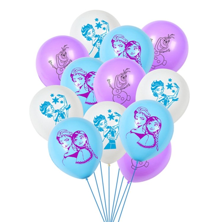 Frozen Birthday Party Scene Decorations Princess Snowman Cake Plug-in Balloon Flags Set Supplies with Banner Cake Toppers X4129