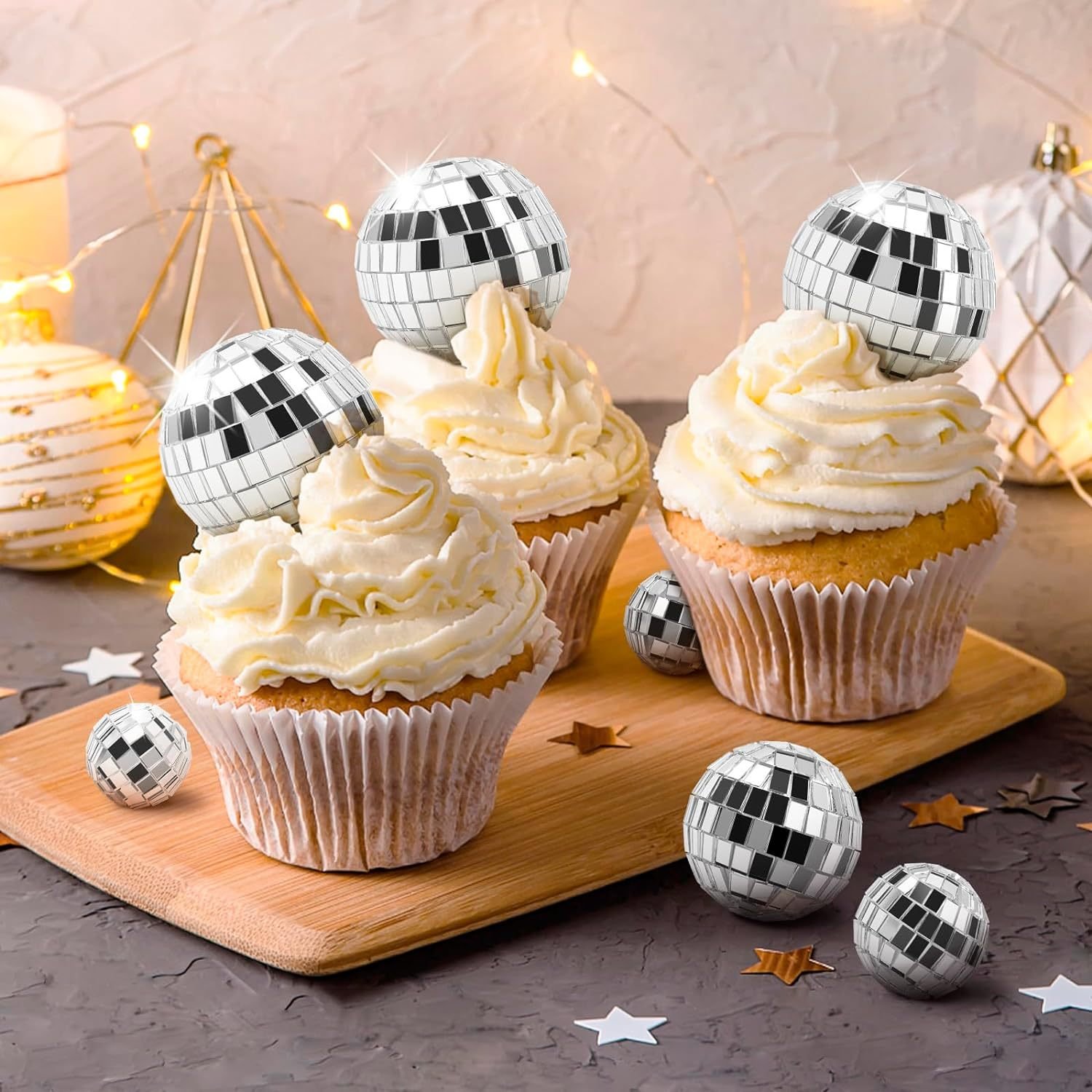 Ychon hot-sell cupcake decorations shiny mirror crystals balls rotating disco mirror ball
