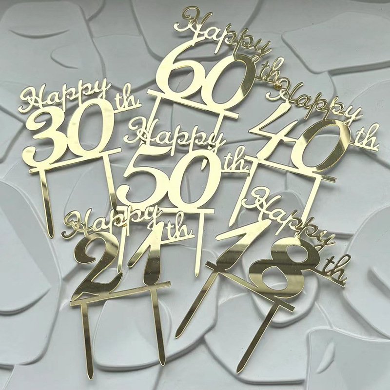 Ins style Birthday number Cake topper 18 21 30 40 50 60 Acrylic cake topper cake decoration