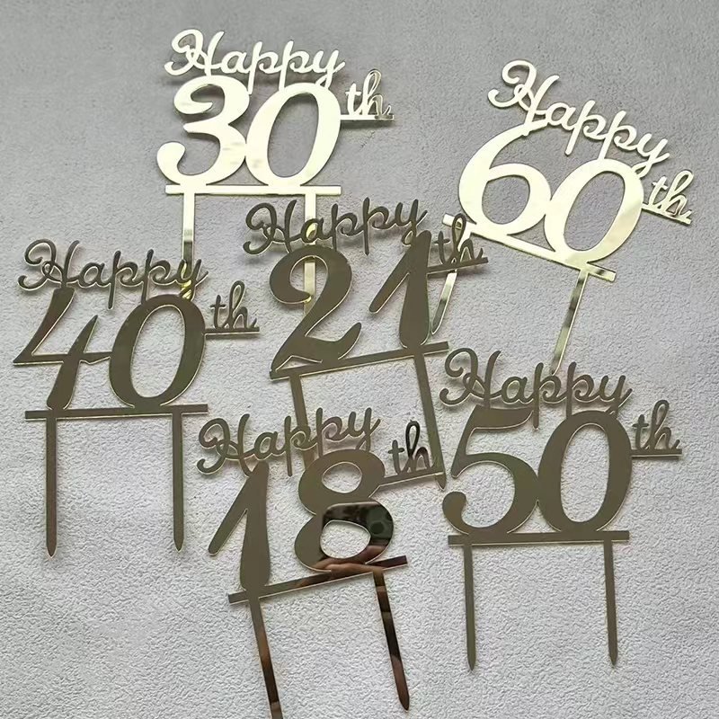 Ins style Birthday number Cake topper 18 21 30 40 50 60 Acrylic cake topper cake decoration