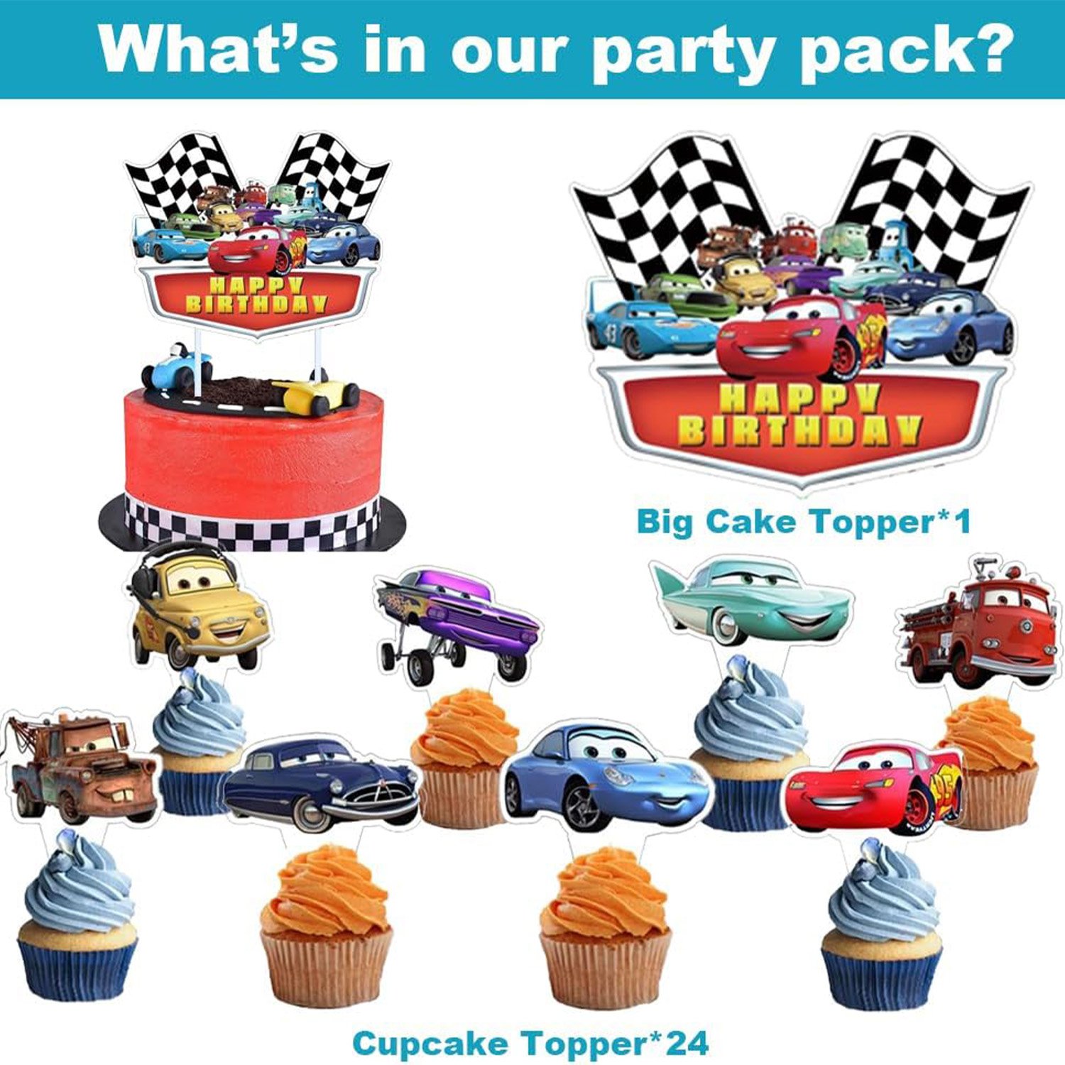 Total Racer Birthday Party Decoration Set Kids Back to School Party Cupcake Decorations Tableware Customized Service