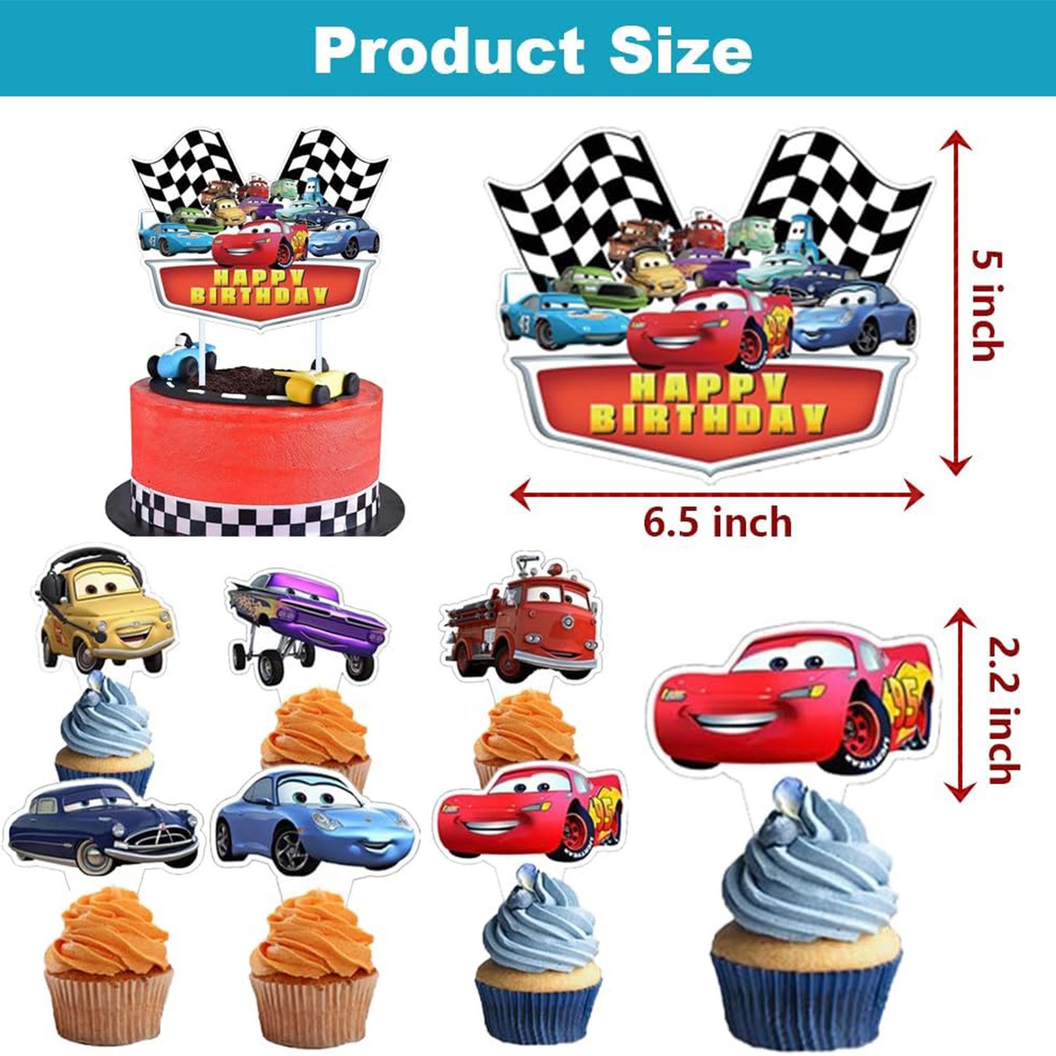 Total Racer Birthday Party Decoration Set Kids Back to School Party Cupcake Decorations Tableware Customized Service