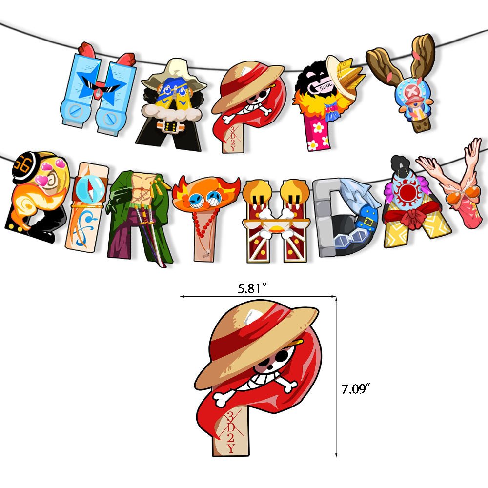 Anime ONE PIECE Party Decorations Balloons ONE PIECE Luffy Balloon Banner Cake Toppers Boys Birthday Supplies X0445