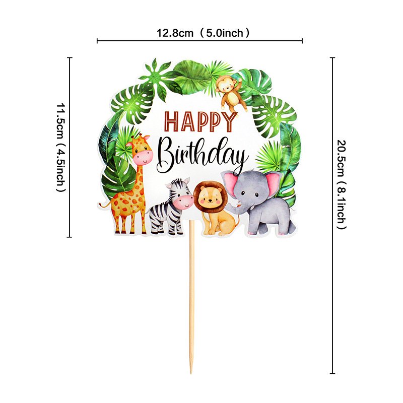 cake decorating supplies Happy Birthday Safari Animals Cake Topper Decoration Toys Happy Birthday Woodland Jungle Safari