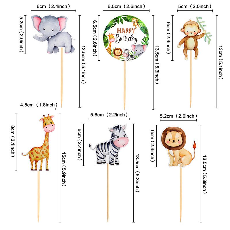 cake decorating supplies Happy Birthday Safari Animals Cake Topper Decoration Toys Happy Birthday Woodland Jungle Safari