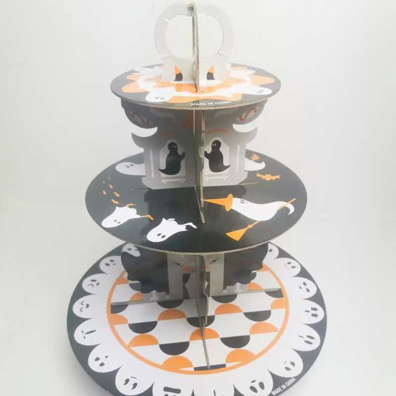 All Saints' Day Halloween Decorative Dessert Stand Display Rack Bat Pattern Disposable Party Supplies Paper Cake Stand