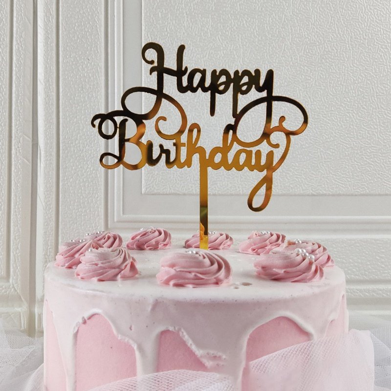 Hot selling personalized golden birthday party custom size and color cake toppers
