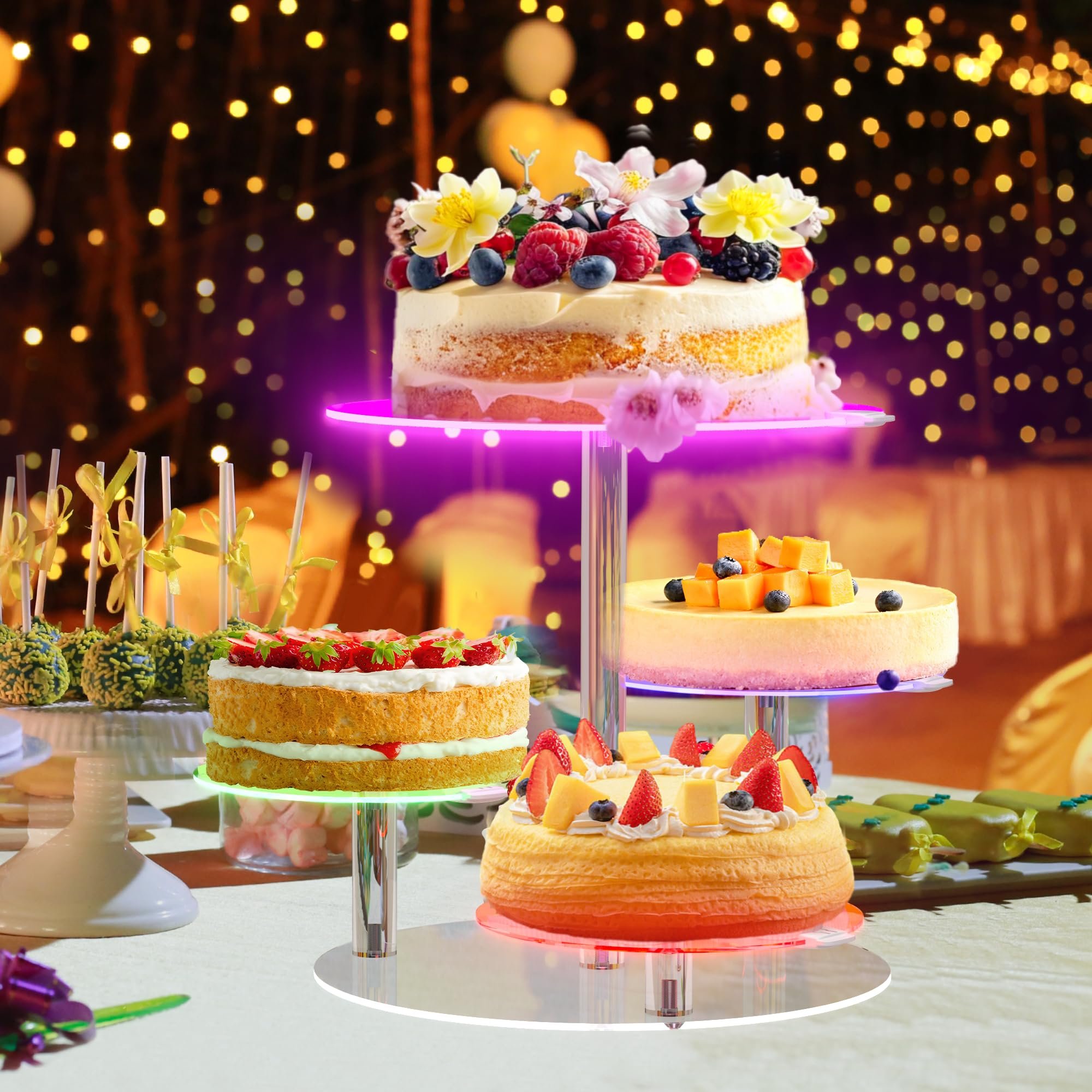 Factory wholesale 4 Tier cake decorating cake tool Clear Round Acrylic cake topper Stand for Dessert Table Wedding Birthday