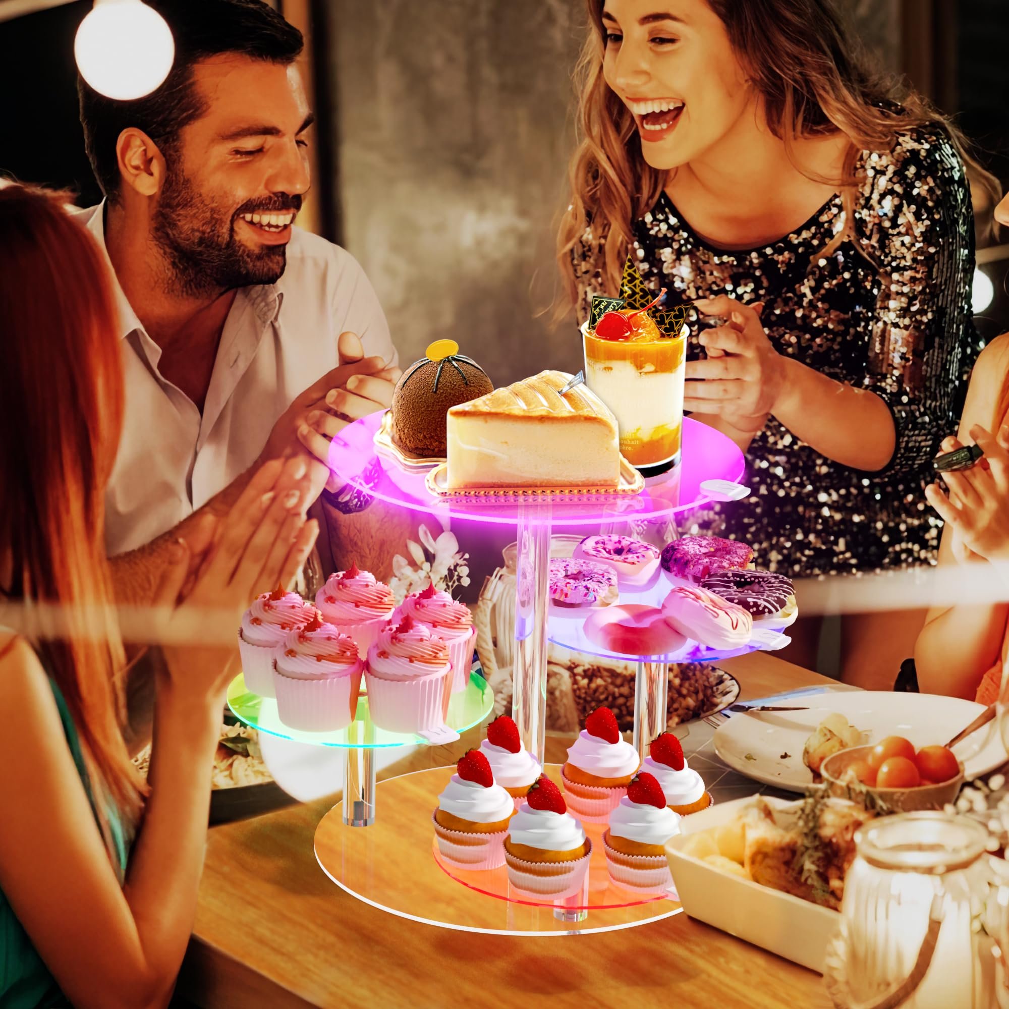Factory wholesale 4 Tier cake decorating cake tool Clear Round Acrylic cake topper Stand for Dessert Table Wedding Birthday