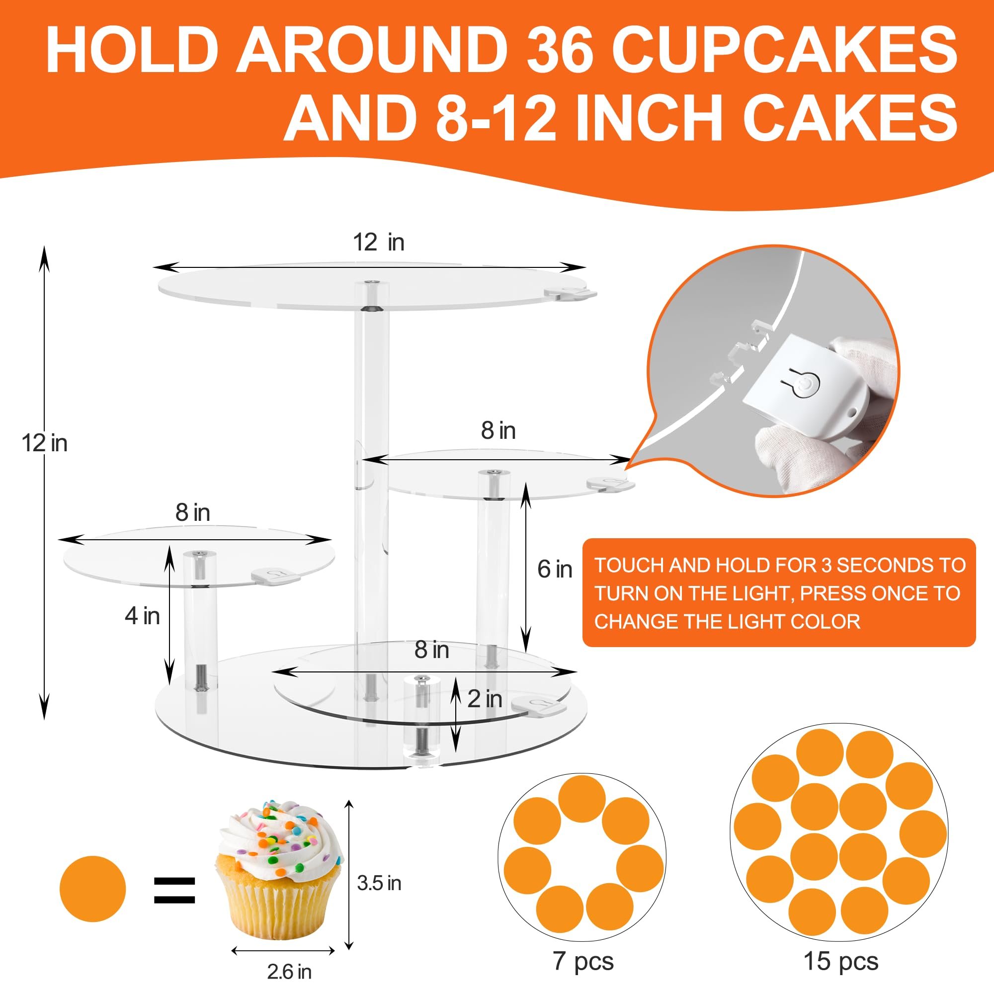 Factory wholesale 4 Tier cake decorating cake tool Clear Round Acrylic cake topper Stand for Dessert Table Wedding Birthday