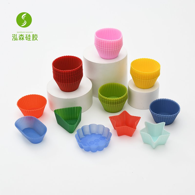 Reusable Custom Colourful Birthday Silicon Round Shaped Cake Cup Nonstick Not Easy Deformed Muffin 3d Cake Mould