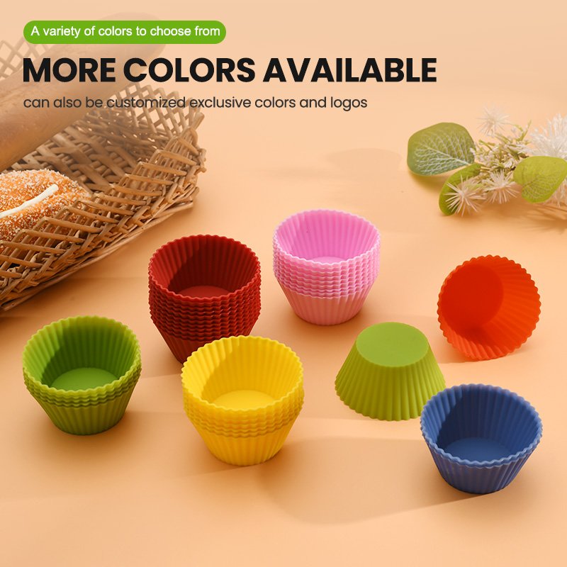 Reusable Custom Colourful Birthday Silicon Round Shaped Cake Cup Nonstick Not Easy Deformed Muffin 3d Cake Mould