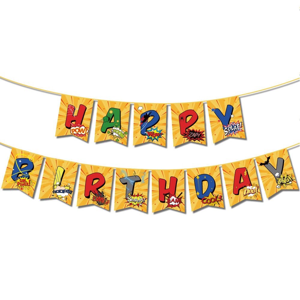 Youlun Superhero Birthday Party Supplies Marvel Birthday Banner Cake Topper Latex Balloon For Children's Birthday Party Supplies