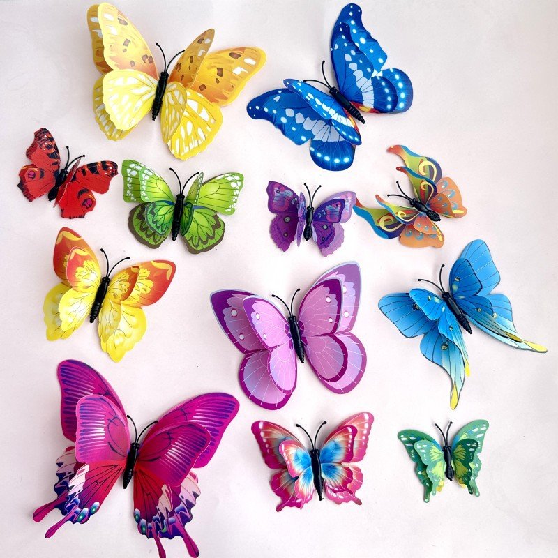 Acrylic Plastic colorful lifelike 3D Butterfly Cake Topper Decoration