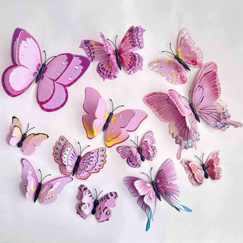 Acrylic Plastic colorful lifelike 3D Butterfly Cake Topper Decoration