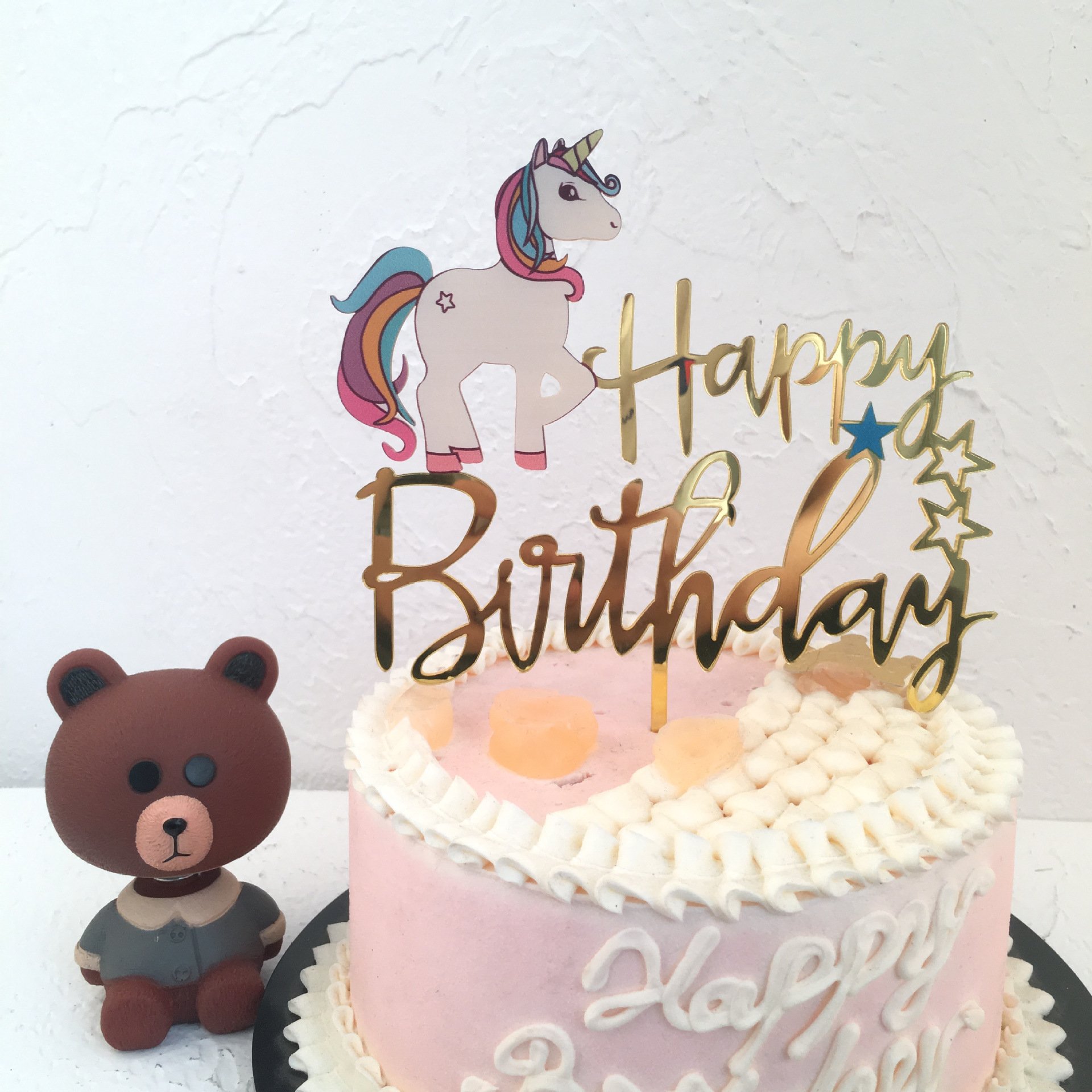 Unicorn Cake Topper Girl's Favorite Birthday Dessert Decoration Happy Birthday Cake Supplies Cake Favors