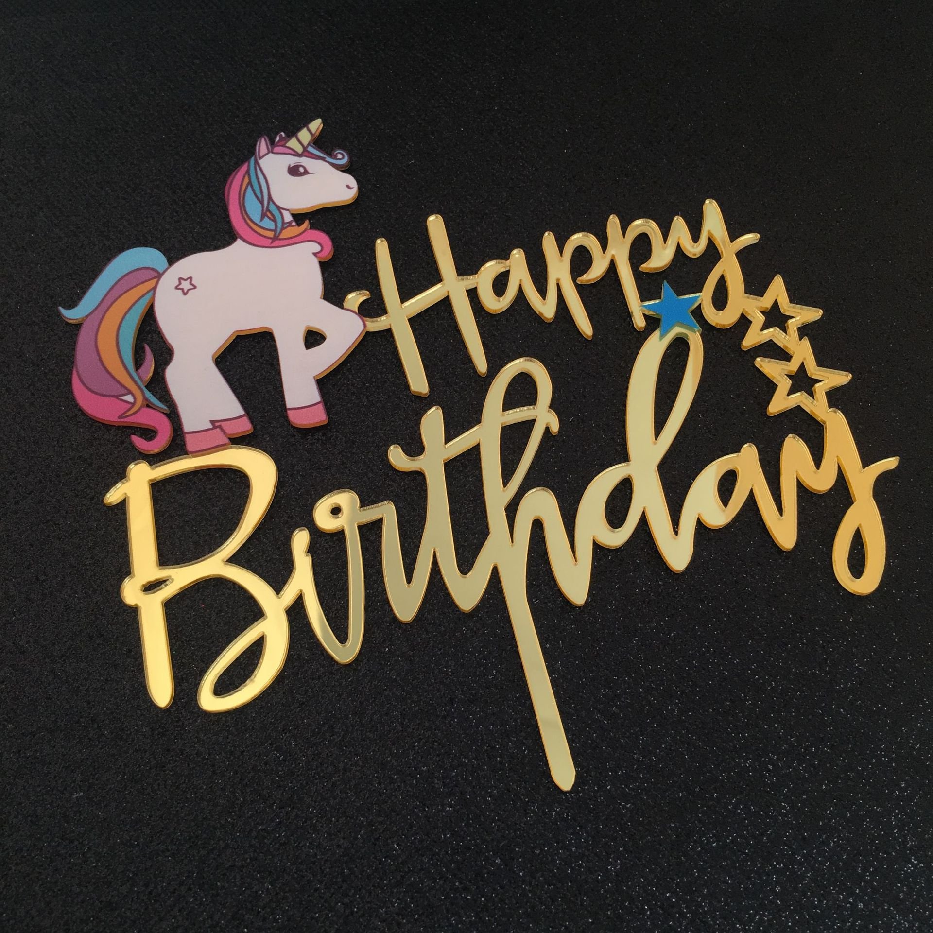 Unicorn Cake Topper Girl's Favorite Birthday Dessert Decoration Happy Birthday Cake Supplies Cake Favors