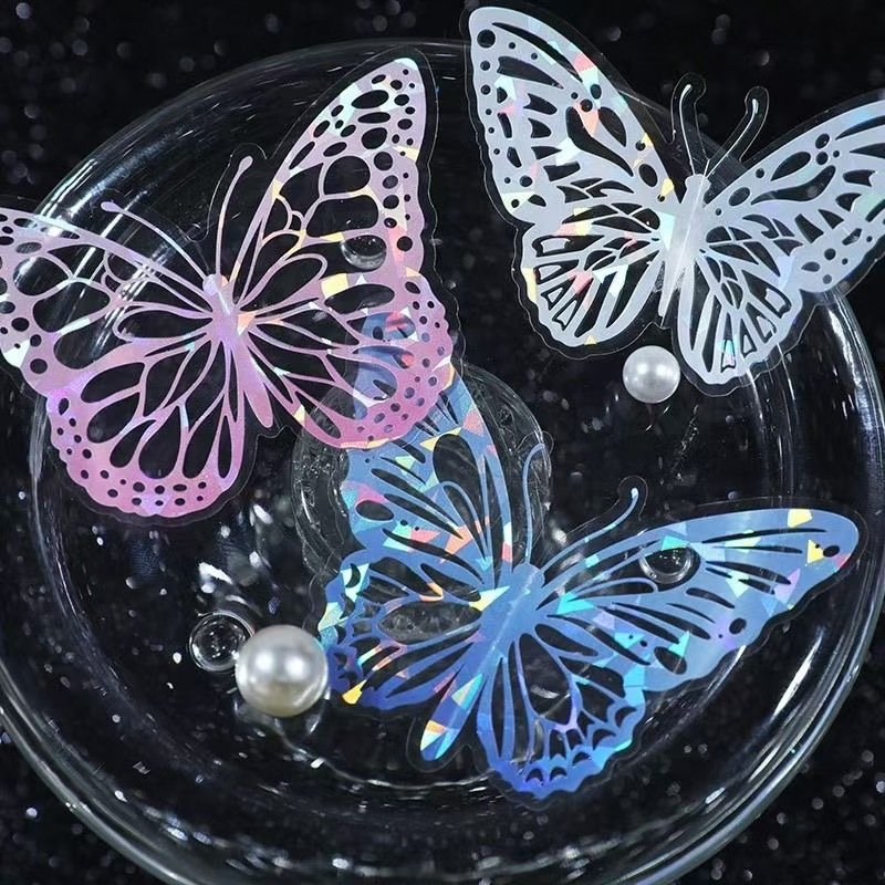New Arrival 20pcs/bag 3D PET shell light sticker butterfly DIY butterfly party decorations supplies for Cake Decoration