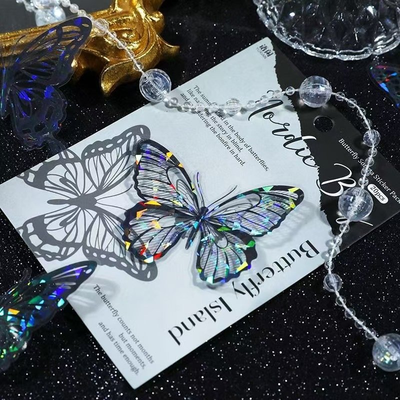 New Arrival 20pcs/bag 3D PET shell light sticker butterfly DIY butterfly party decorations supplies for Cake Decoration