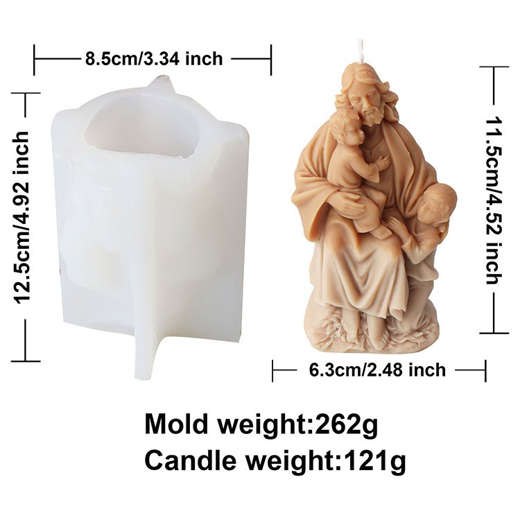 Jesus Mother Child Baby Silicone Candle Mold Gypsum Ornaments Religious Decorations Casting Mould DIY Aromatherapy Candle Making