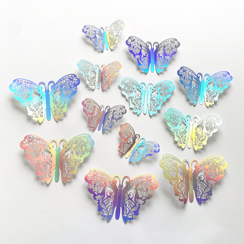 Hot Gold and silver rainbow color Dazzling 3D simulated butterfly decoration wedding family holiday party decoration