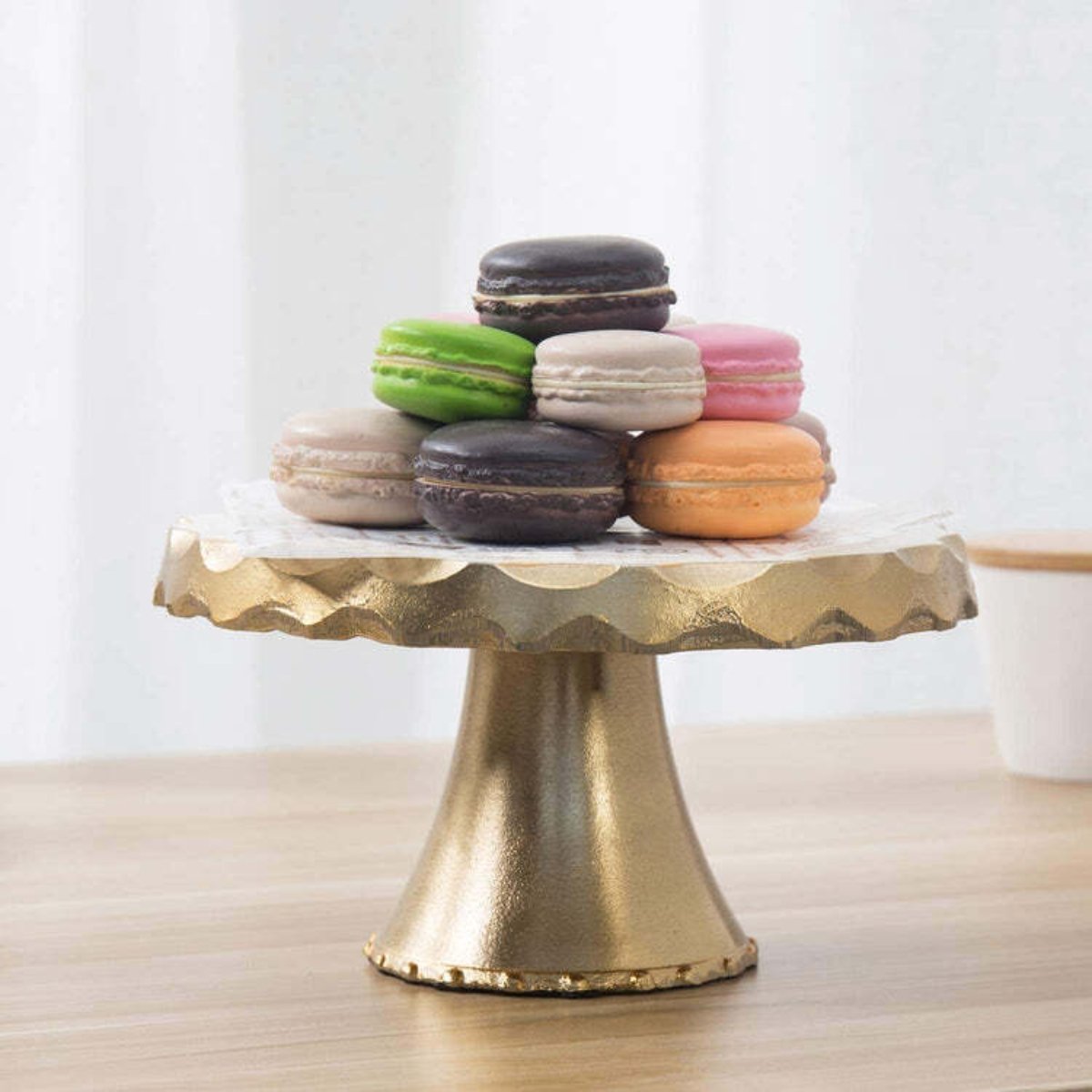 Large Cake Stand in Solid Brass with Unique Gold Polish Design Perfect for Birthday Parties and Tabletop Dining Supplies