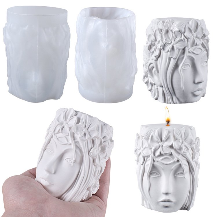 YS Custom 3D Three-Dimensional Beauty Avatar Candle Mold DIY Handmade Aromatherapy Plaster Craft Silicone Girl Candle Mould Tool