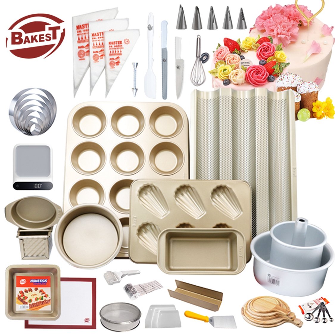 Baking Tools Set Non-slip Cake Decorating Supplies Cake Turntable Baking Tools Nozzles Piping Tips Sets