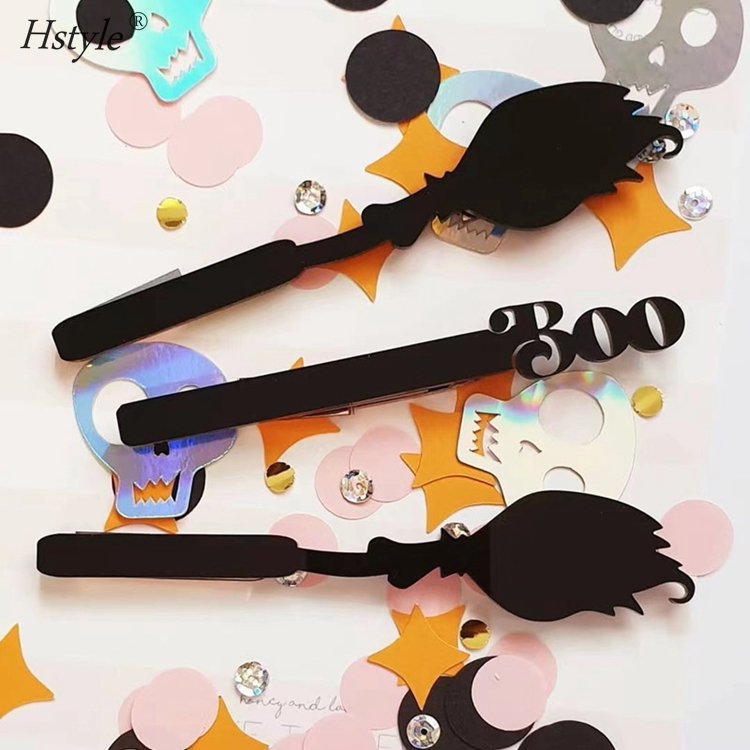 Hstyle Gold Happy Halloween Pumpkin Acrylic Cake Topper Halloween Party Decoration Dessert Cake Toppers Popsicle Stick PQA136
