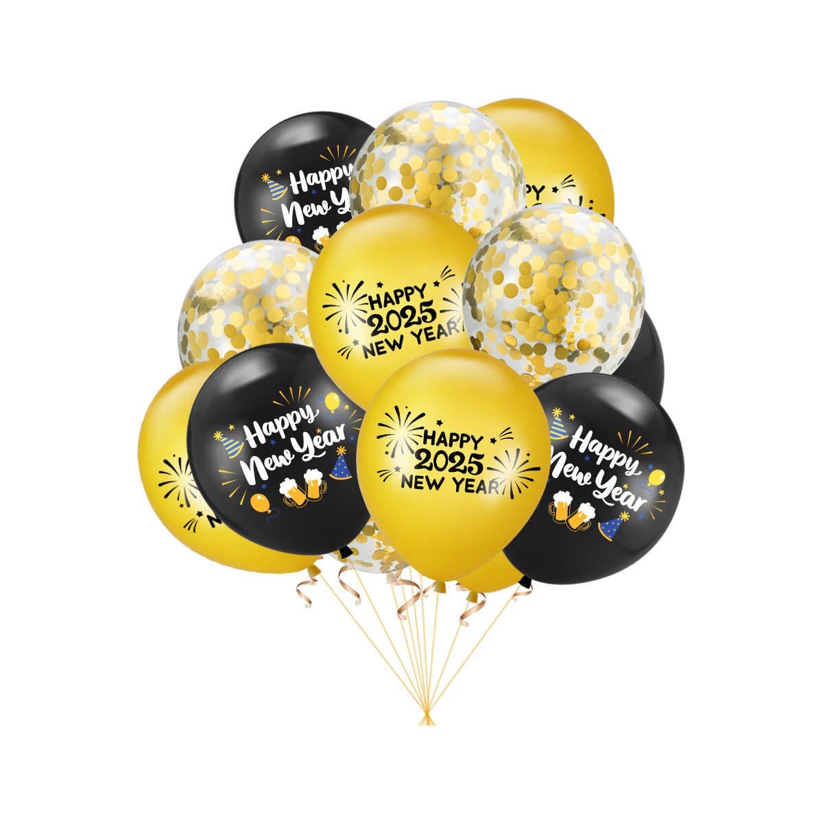 2025 Happy New Year Balloon Set Banner with Cake Topper Party Decoration New Year Supplies