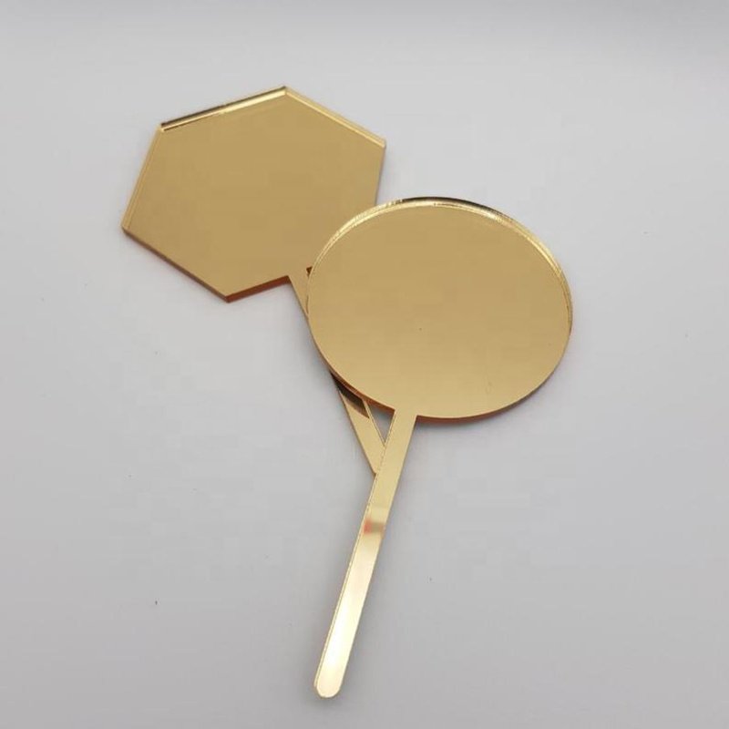 Blank Acrylic Cake Topper-Circle or Hexagon Cake Topper-Mirror Rose Gold, Mirror Gold, Mirror Silver shape