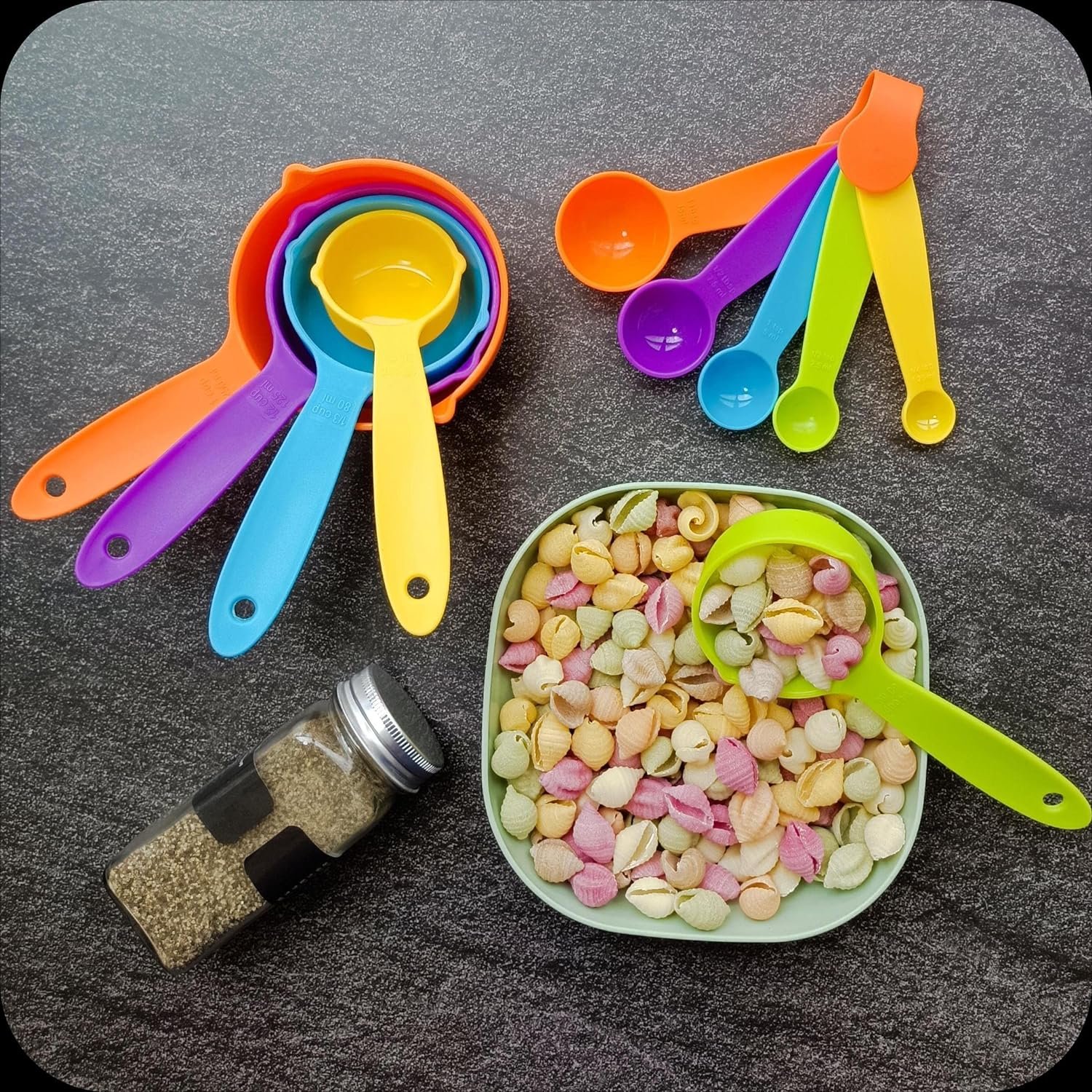 Hot Sale Rainbow Measuring Spoon Set Plastic Baking Kit Cake Decorating Baking Tool Measuring Spoon Set Baking Tools