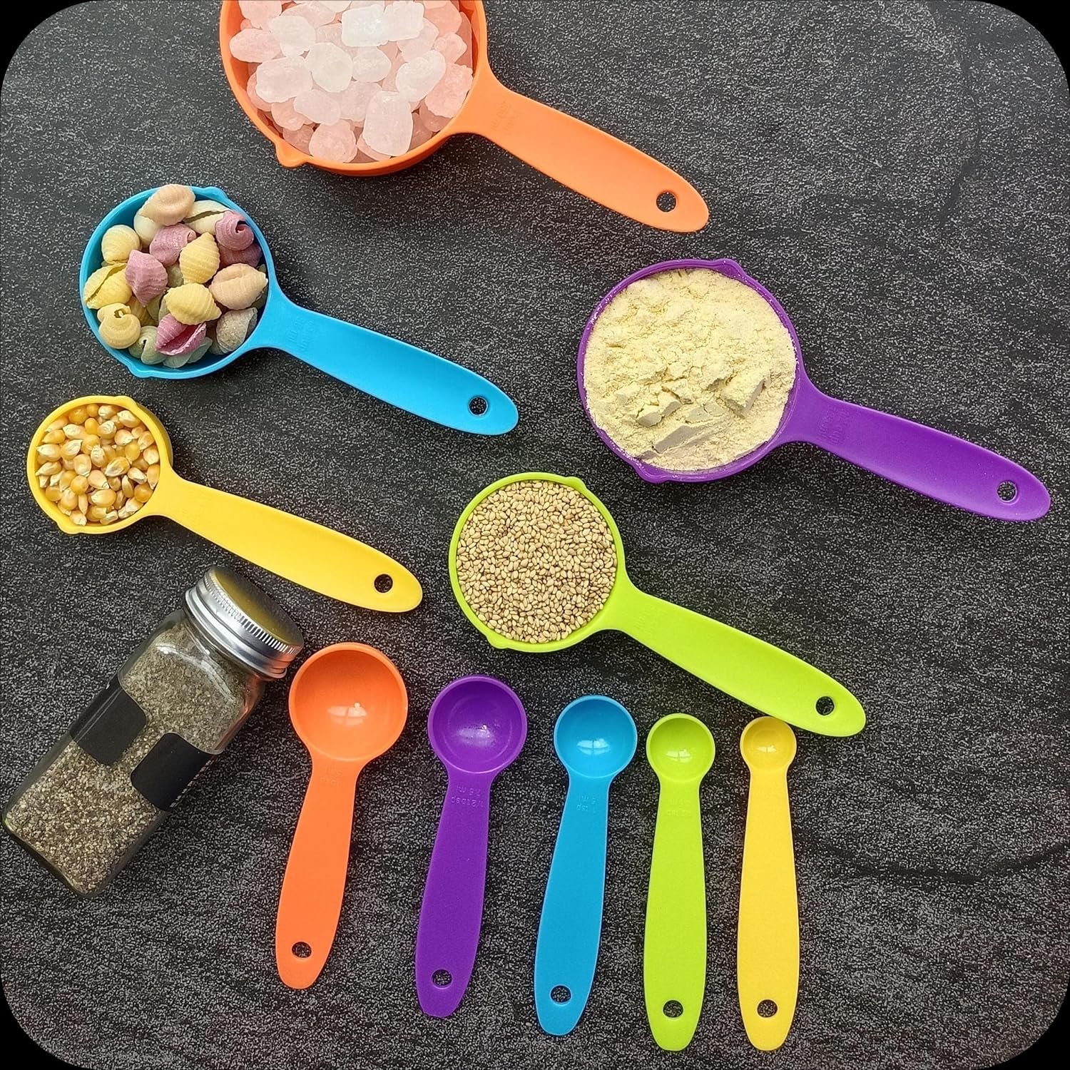 Hot Sale Rainbow Measuring Spoon Set Plastic Baking Kit Cake Decorating Baking Tool Measuring Spoon Set Baking Tools