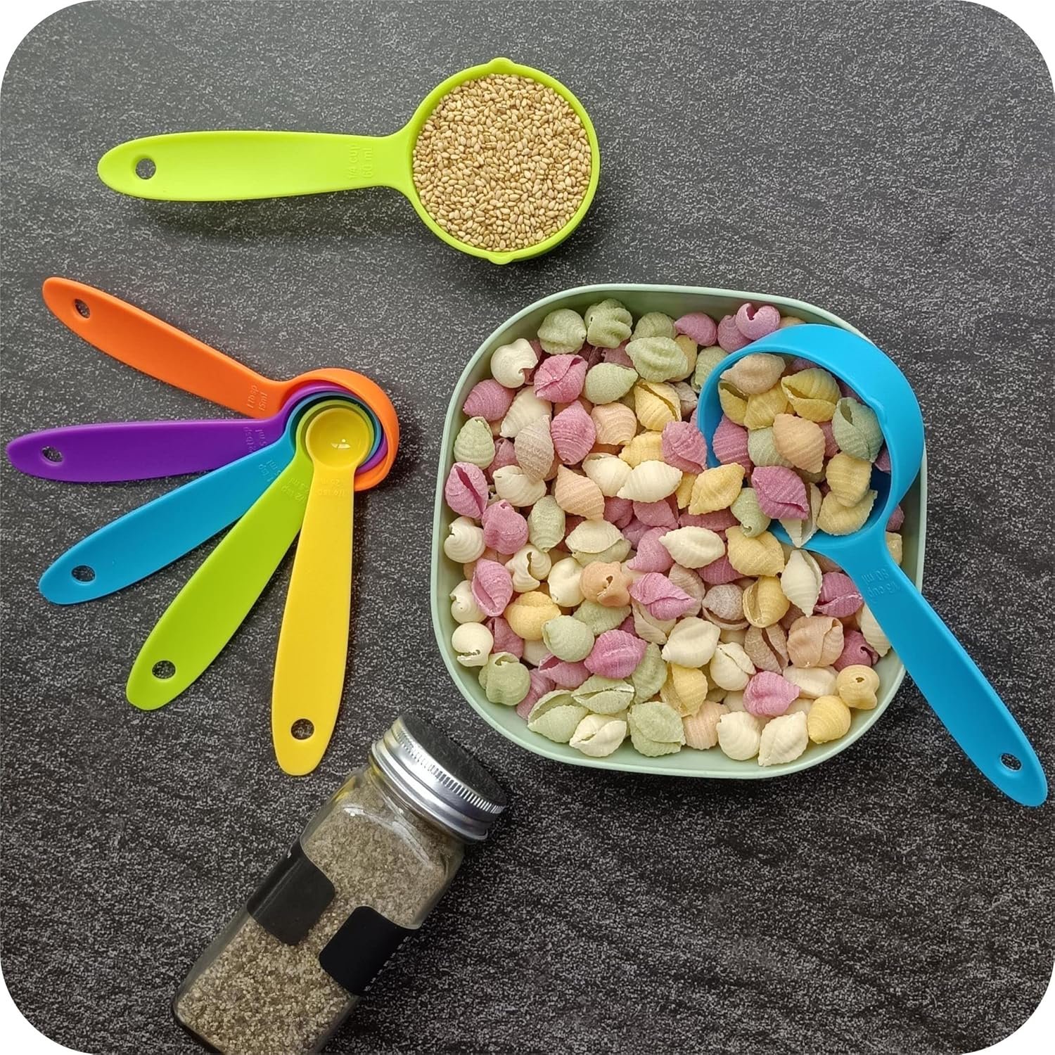 Hot Sale Rainbow Measuring Spoon Set Plastic Baking Kit Cake Decorating Baking Tool Measuring Spoon Set Baking Tools