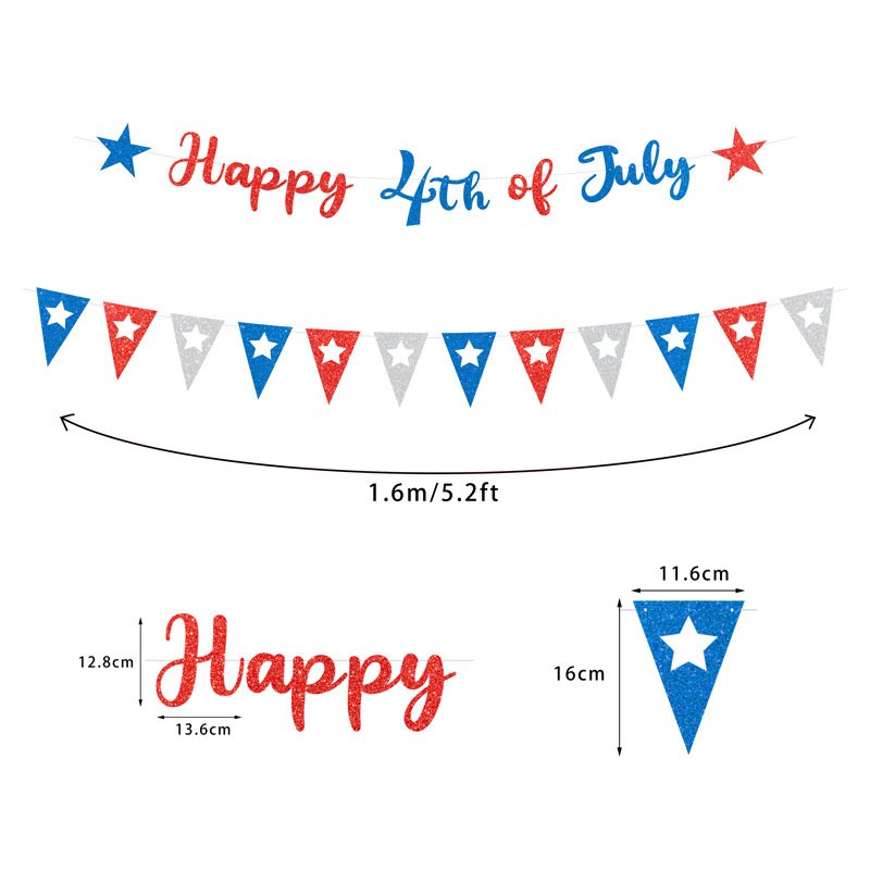 LEMON America Holiday Decorations Banner Cake Topper Independence Day Party Supplies Hanging Swirl Door Decorations
