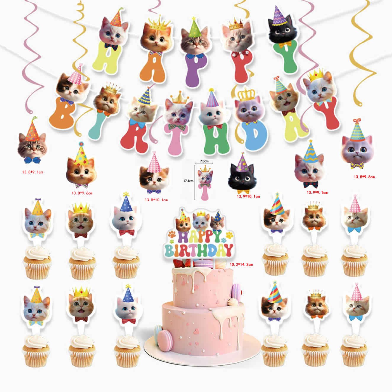 Farm Tractor Theme Birthday Party Decorations Cartoon Vehicle Cake Insert Spiral Pendant Engineering Inspired Party Supplies