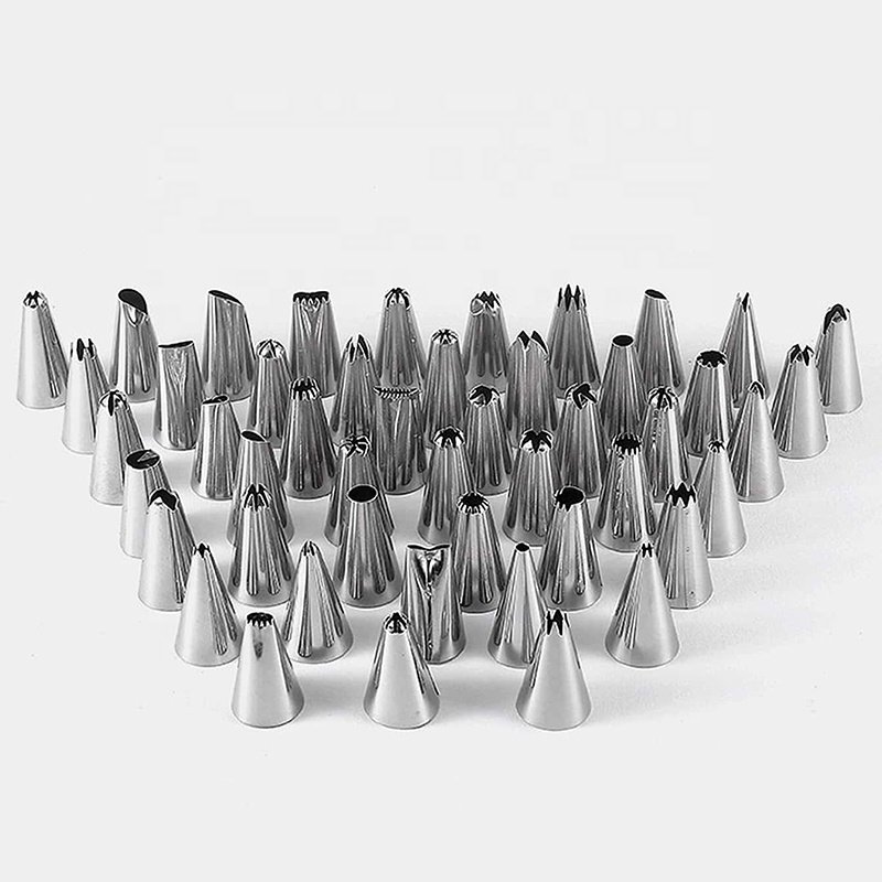 Wanlihao 50pcs stainless steel cake piping nozzle and pastry bag set cake decorating tools