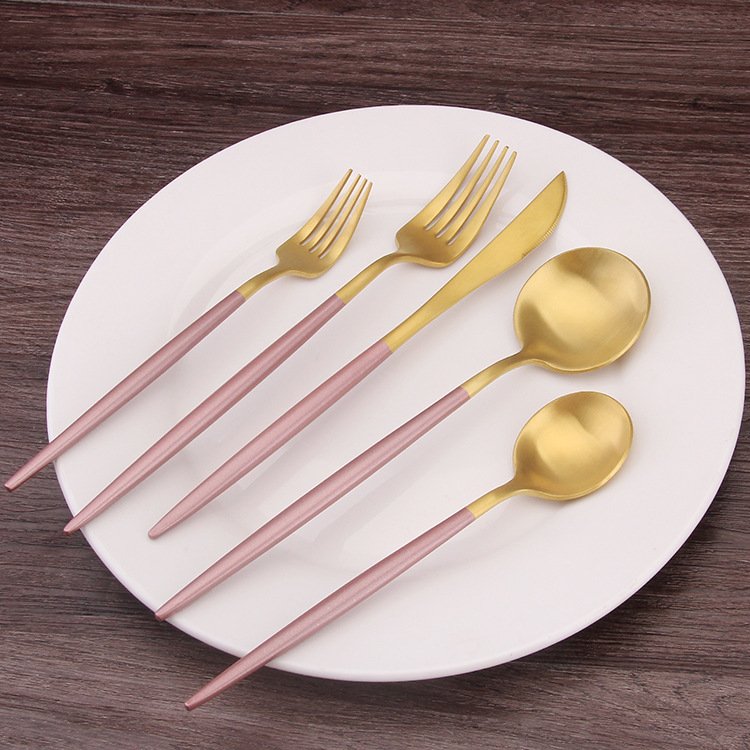 portable stainless steel dining tableware Black Gold Color cutlery Table Flatware Silverware Set For Wedding Event Decoration