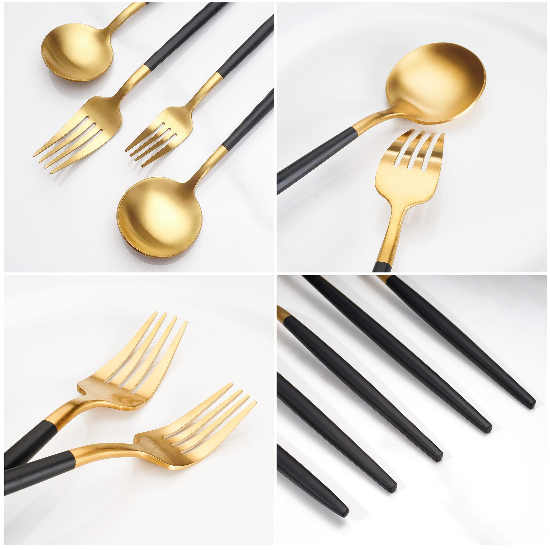portable stainless steel dining tableware Black Gold Color cutlery Table Flatware Silverware Set For Wedding Event Decoration
