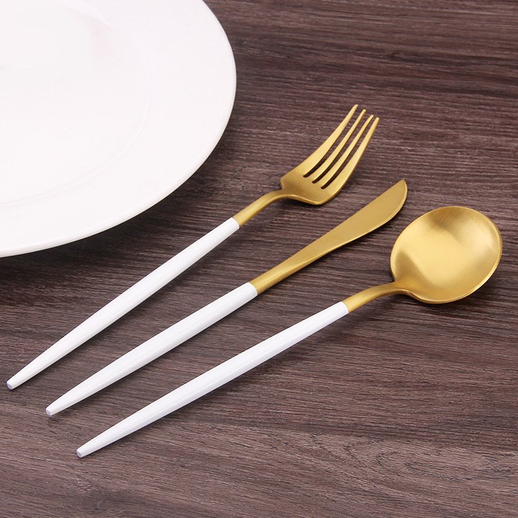portable stainless steel dining tableware Black Gold Color cutlery Table Flatware Silverware Set For Wedding Event Decoration