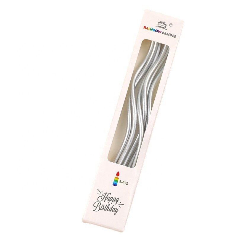 Gold-plated Curve Candle Parties and Holiday Supplies for Rainbow Jass 8 Pieces White Long Thin Candle for Weddings Kids Parties