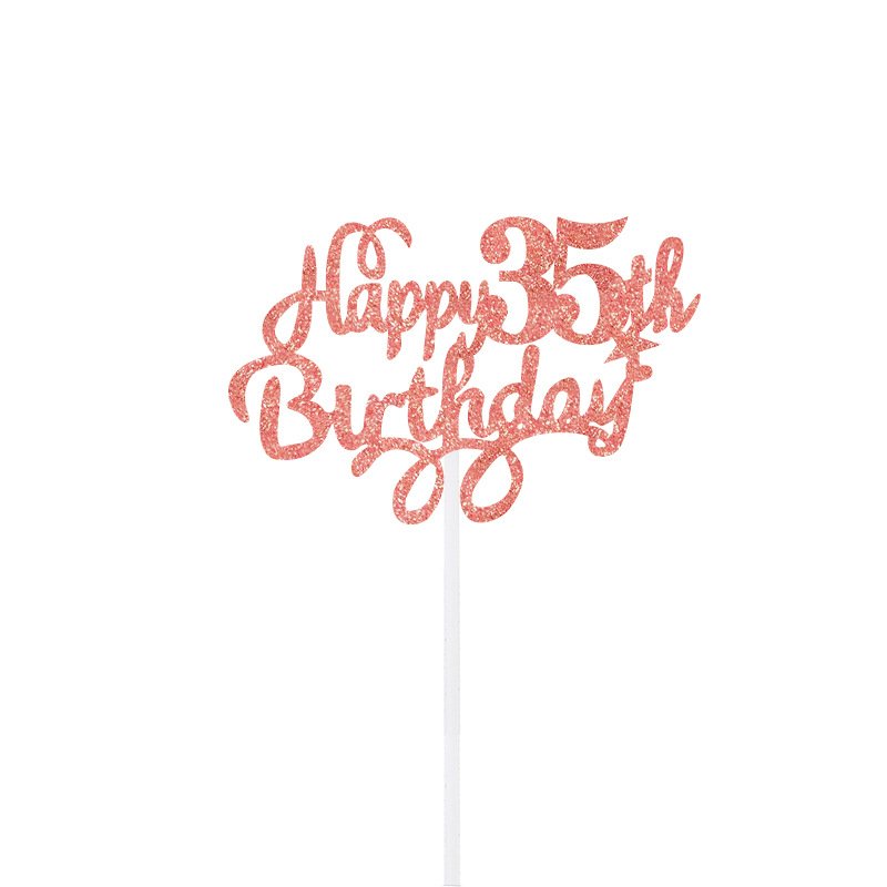 Rose Gold Kids Happy Birthday Cake Topper Rose Gold 11th 18th 35 90th Adult Cupcake Pastry Decoration Glitter Number Cake Topper