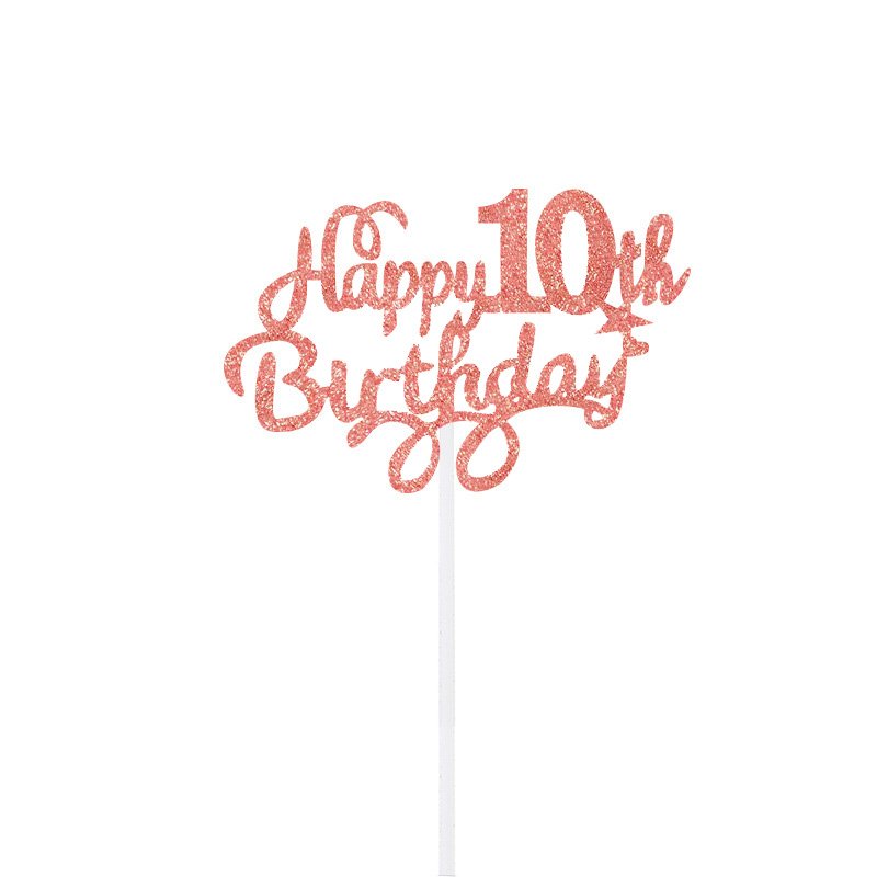 Rose Gold Kids Happy Birthday Cake Topper Rose Gold 11th 18th 35 90th Adult Cupcake Pastry Decoration Glitter Number Cake Topper